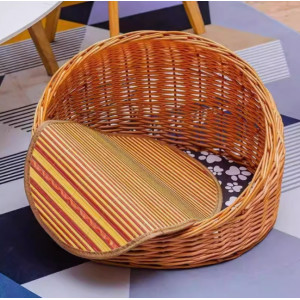 柳编狗窝猫窝四季通用藤编猫屋夏天可拆洗中小型犬泰迪编织宠物窝