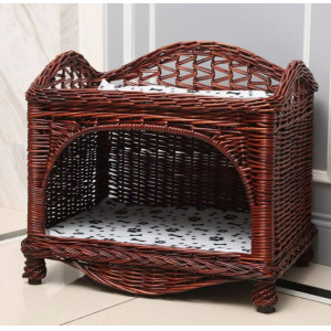 双层猫窝四季通用可拆洗别墅夏季藤编猫屋封闭式猫房子小狗窝