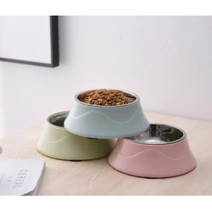 宠物单碗塑料狗碗不锈钢内胆