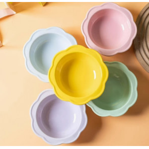 宠物碗陶瓷猫碗花朵碗